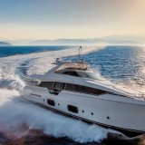 Ferretti yacht in high speed with vector fins stabilizer system from sleipner
